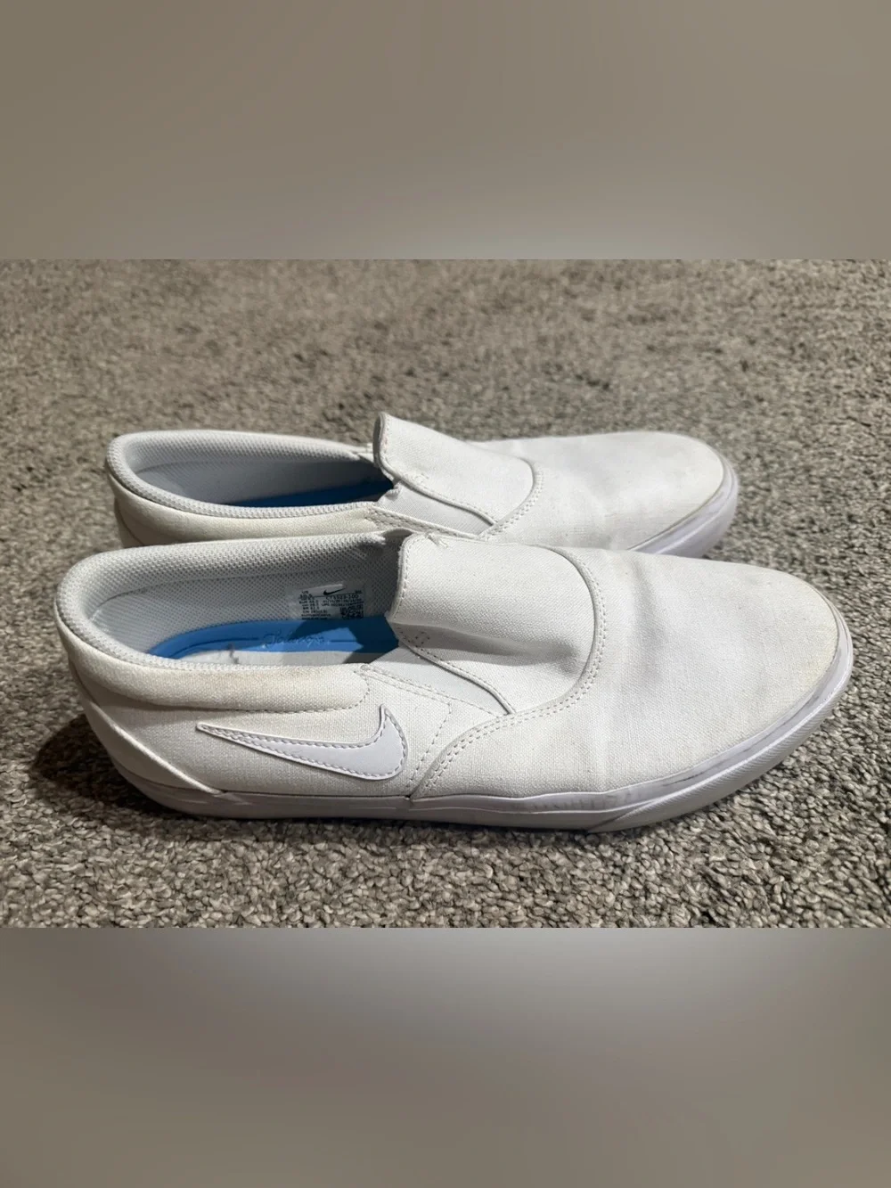 Nike White Canvas Slip-On Sneakers for Men